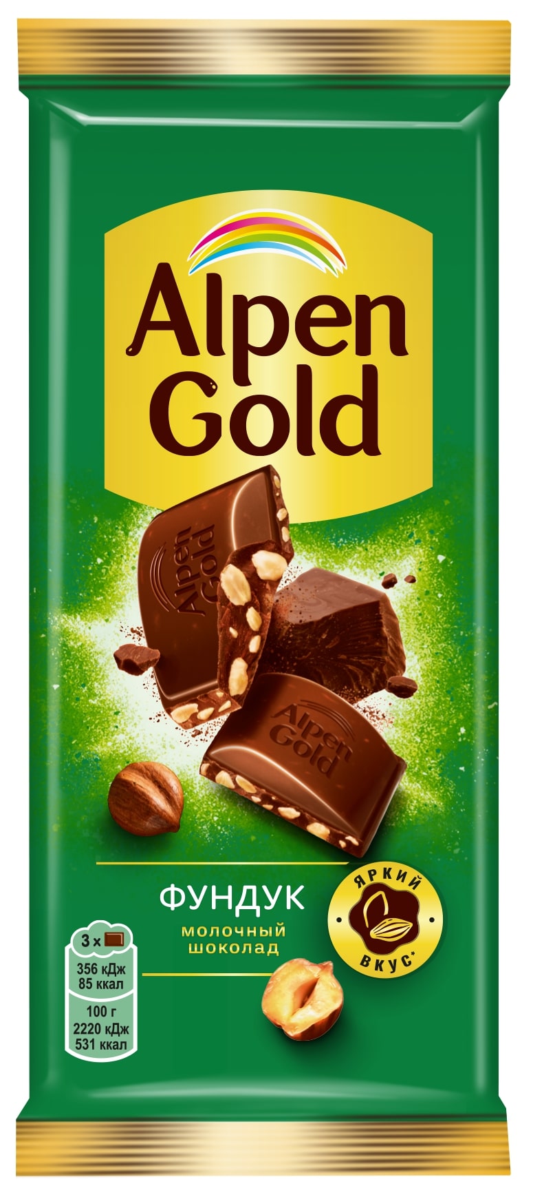 

Шоколад молочный Alpen Gold с фундуком 80 г