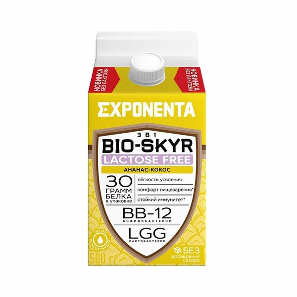 Напиток кисломолочный Exponenta Bio-Skyr 3 в 1 ананас-кокос безлактозный 500 г