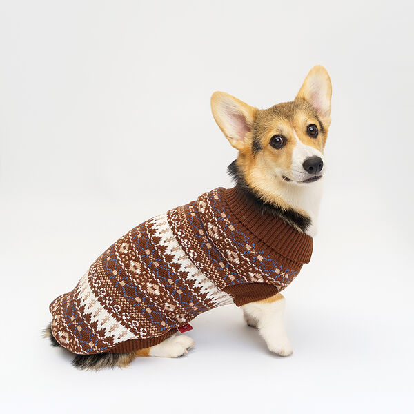 Свитер Petmax с узорами для кошек и собак L коричневый