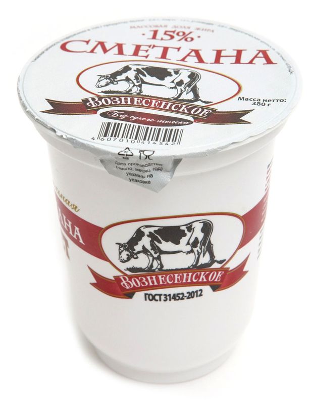 

Сметана Вознесенское 15%, без змж, 380 г