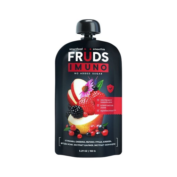 Пюре яблоко-груша-клубника-ежевика 150г SMARTFOOD SMOOTHIE FRUDS