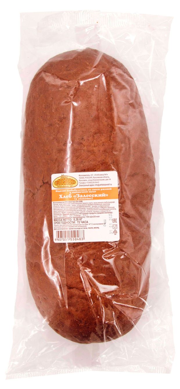 

Хлеб Хлебозавод №1 Залесский ржано-пшеничный, с сухофруктами и тмином