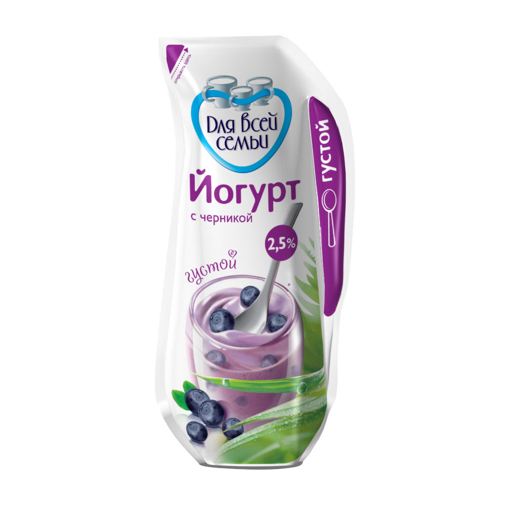 

Йогурт питьевой Для всей семьи черника 2.5% 450 г