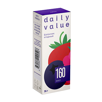 

Батончик Daily Value низкоуглеводный Ягодный, Клубника-ваниль 35 г, Россия