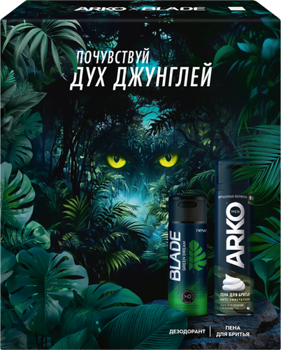 

Набор подарочный Arko Пена для бритья Anti-Irritation, Дезодорант мужской Blade Green Dream, 504 г