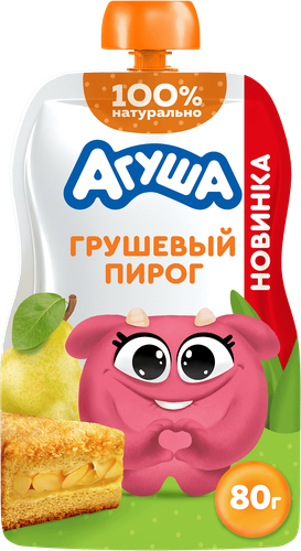 

Пюре фруктовое Агуша Грушевый пирог без сахара с 8 месяцев 80 г