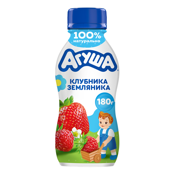 Йогурт детский питьевой Агуша Клубника-Земляника с 3 лет 180 г