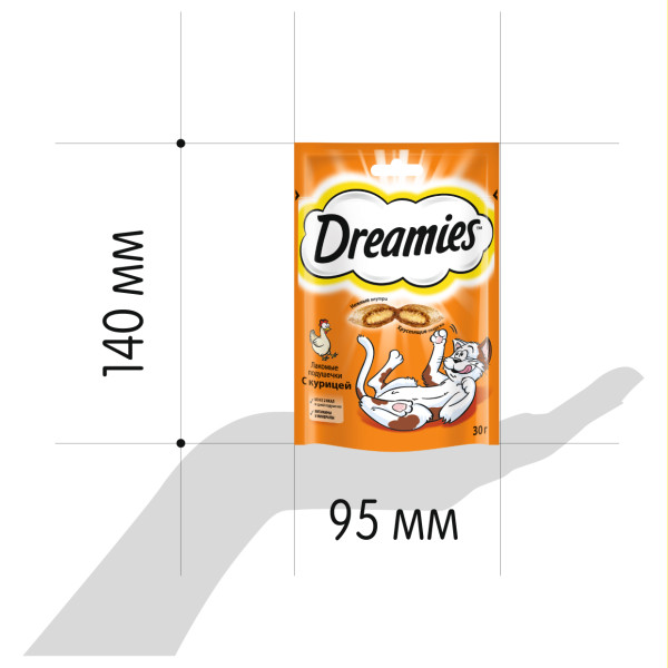 

Лакомство для кошек Dreamies подушечки с курицей 60 г