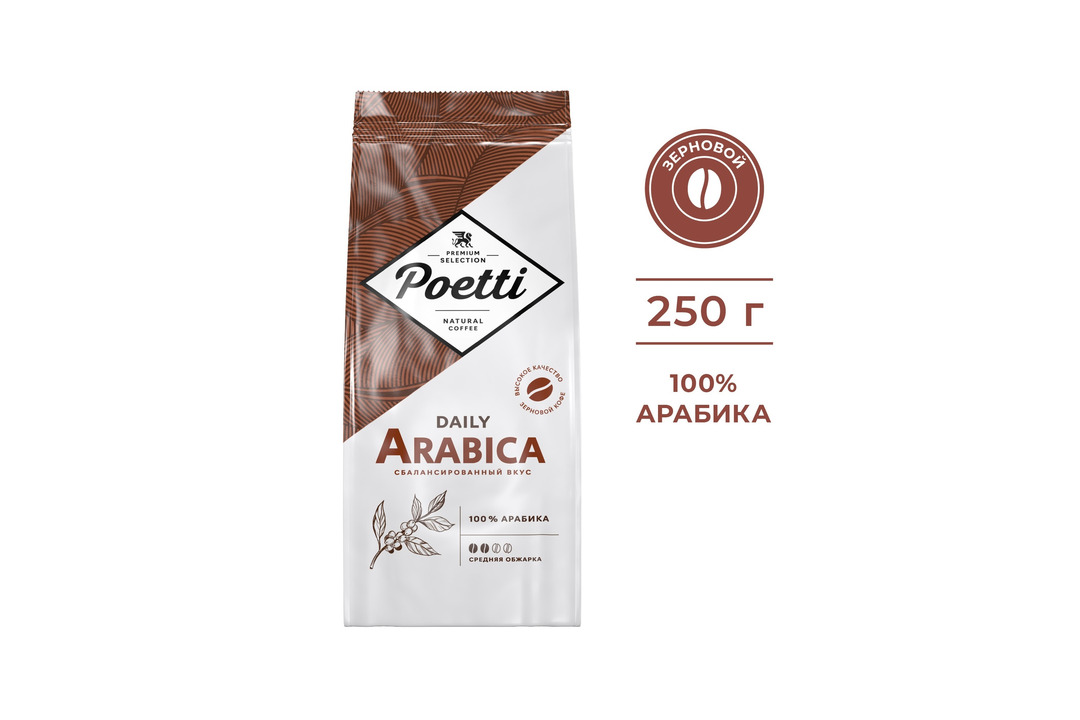 

Кофе зерновой Poetti Daily Arabica 250 г