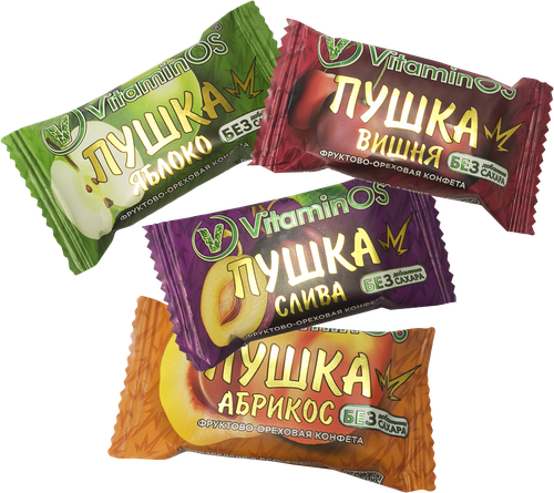 

Конфеты Vitaminos Пушка фруктово-ореховая ассорти вес