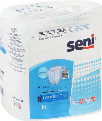 

Подгузники для взрослых Seni Super Classic размер M 10 шт.