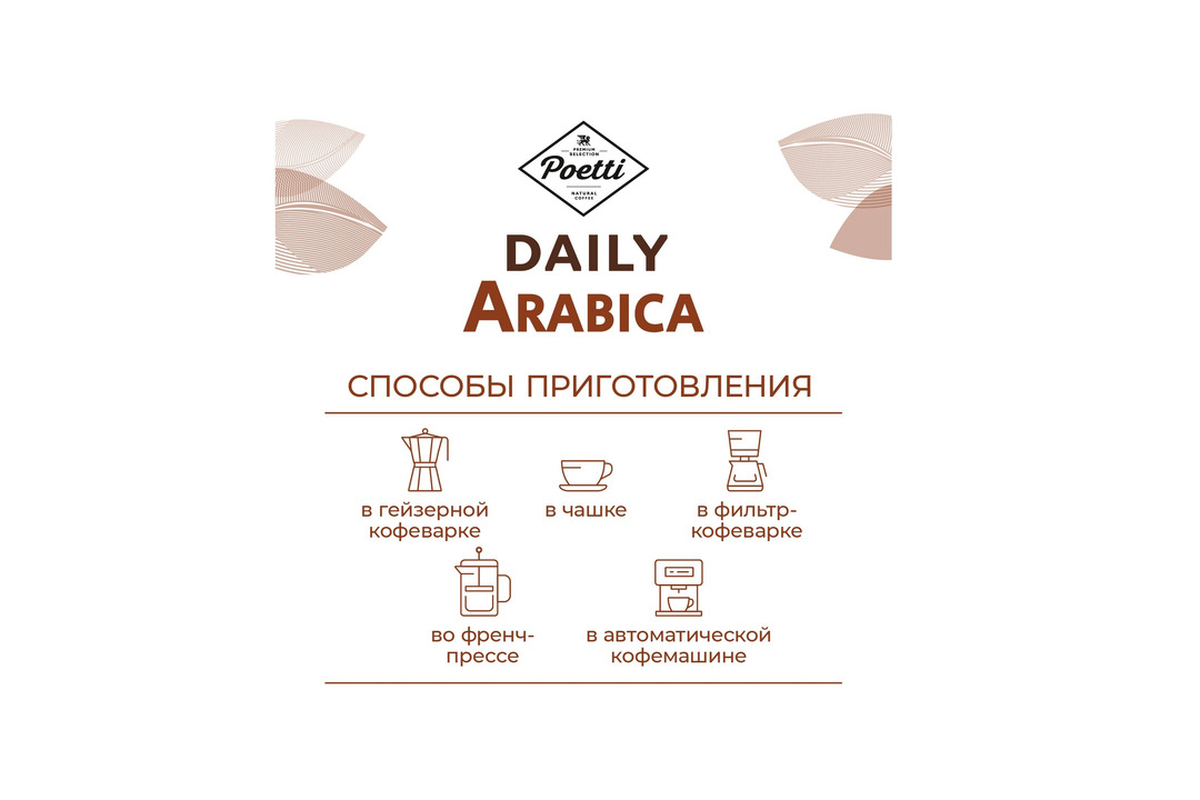 

Кофе зерновой Poetti Daily Arabica 250 г