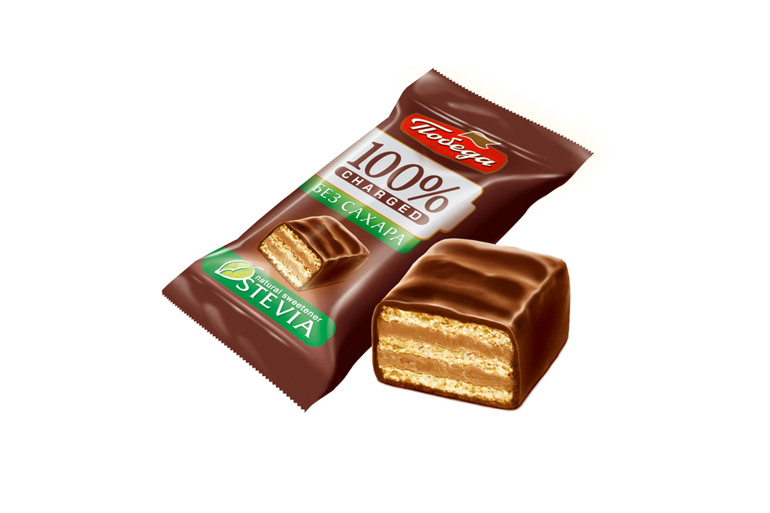 

Конфеты Победа вкуса 100% Charged вафельные в горьком шоколаде без сахара 150 г