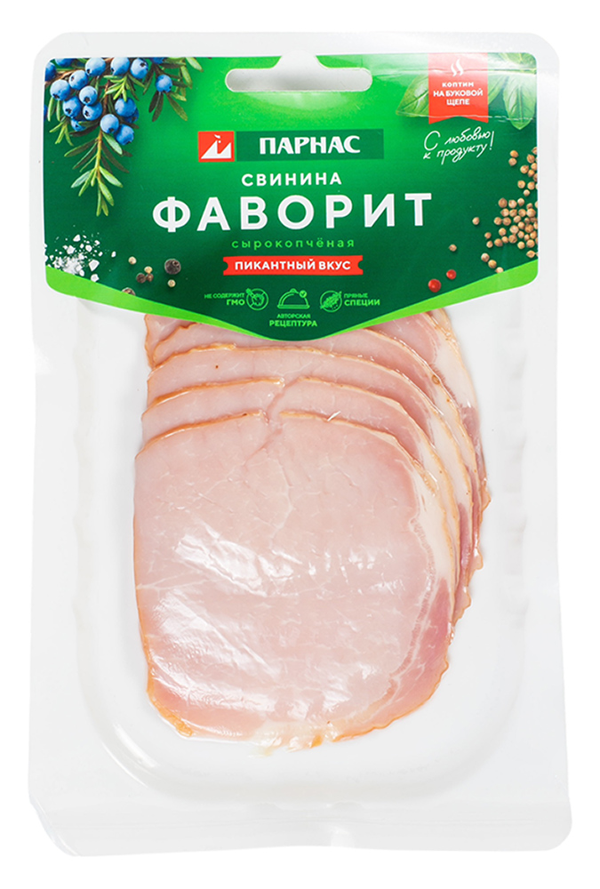 

Свинина сырокопченая Парнас Фаворит нарезка 75 г