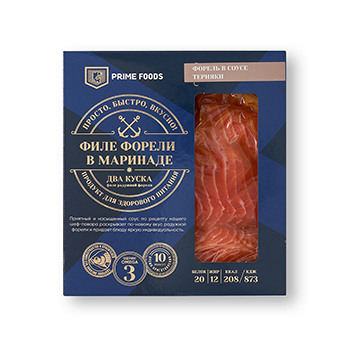 

Форель Prime Foods филе в соусе терияки, охлажденное, 250 г