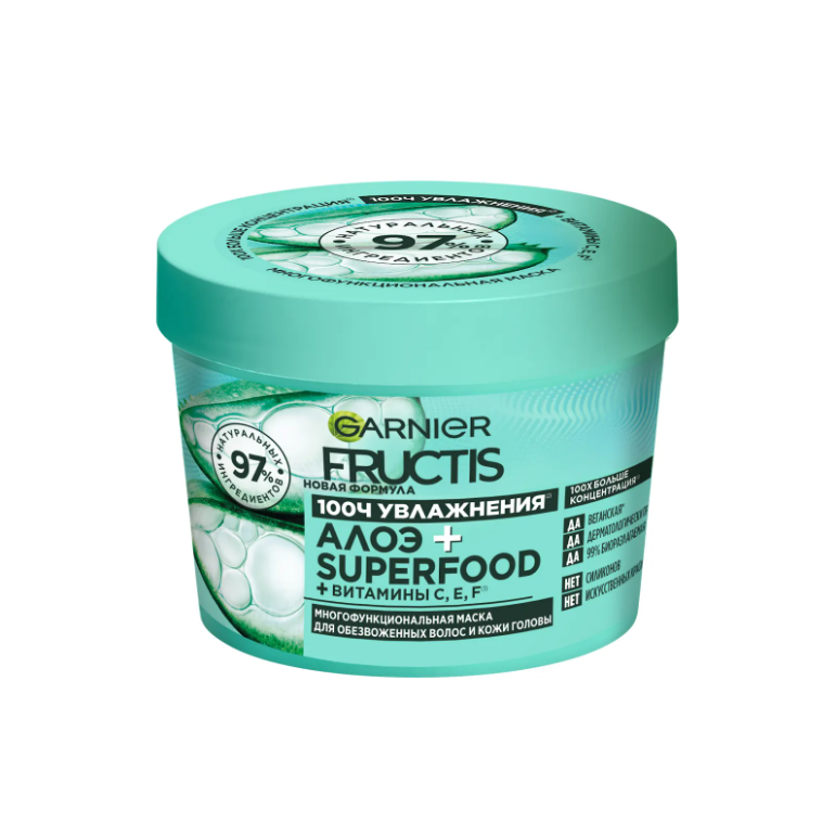 

Маска для волос Garnier Fructis 3в1 Superfood Алоэ для волос нуждающихся в увлажнении и мягкости 390 мл