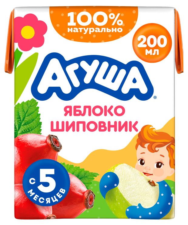

Сок Агуша Яблоко и шиповник с 5 мес. 200 мл