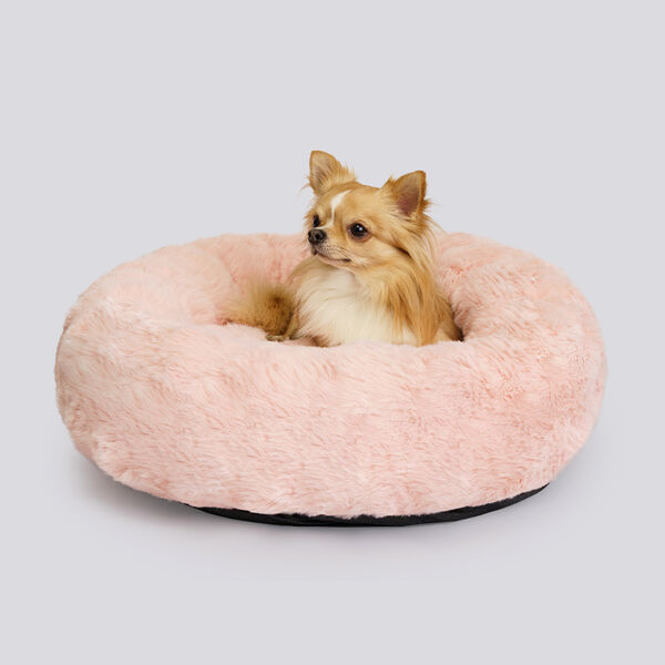 Лежак Rurri круглый для кошек и собак мелких и средних пород Шиншилла 60 см розовый