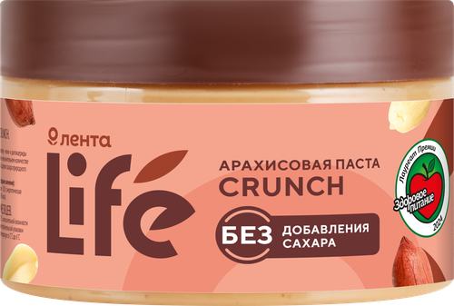 

Паста арахисовая ЛЕНТА LIFE Crunch, 250г