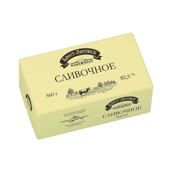 Масло сл/слив несоленое Брест-Литовск Сливочное 82,5 % выс сорт 360г
