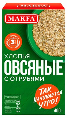 Хлопья Makfa Овсяные с отрубями 400 г