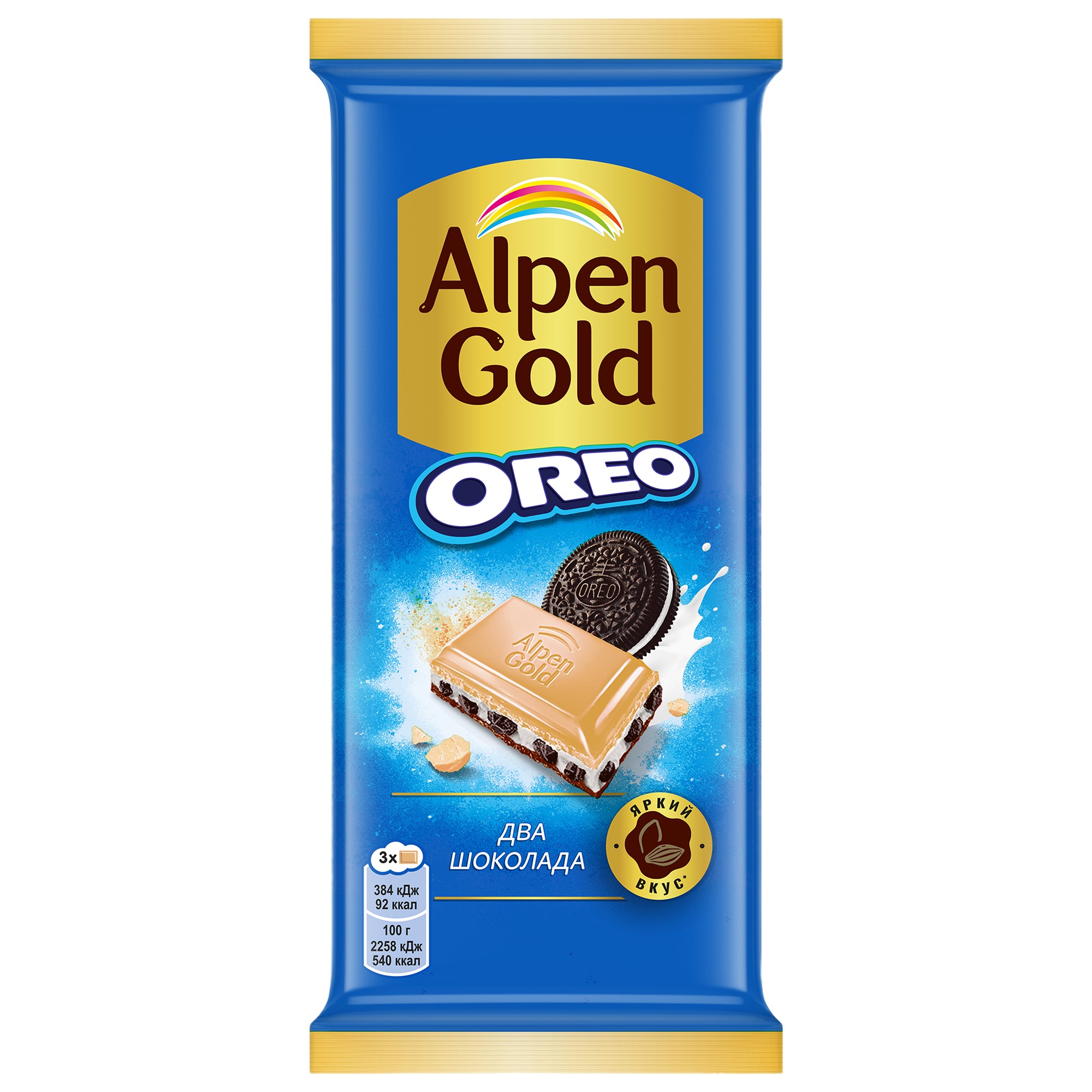 

Шоколад молочный Alpen Gold Oreo с белым шоколадом с начинкой ванили и кусочками печенья 85 г