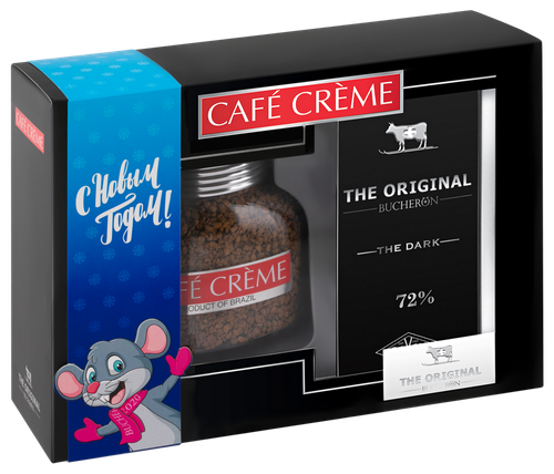 

Набор подарочный Cafe creme Swiss Original Cafe Кофе растворимый сублимированный 100 г, горький шоколад 100 г