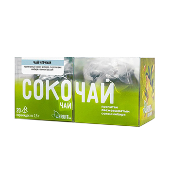 

Чай черный BeFruitbe пропитанный соком имбиря, с кусочками имбиря и лемонграссом пакетированный 50 г