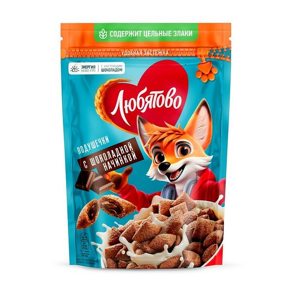 Завтраки готовые Любятово Подушечки с шоколадной начинкой 220 г
