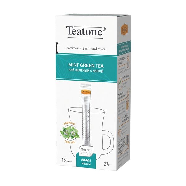 Чай зелёный Teatone с мятой в стиках 15 шт. х 1.8 г