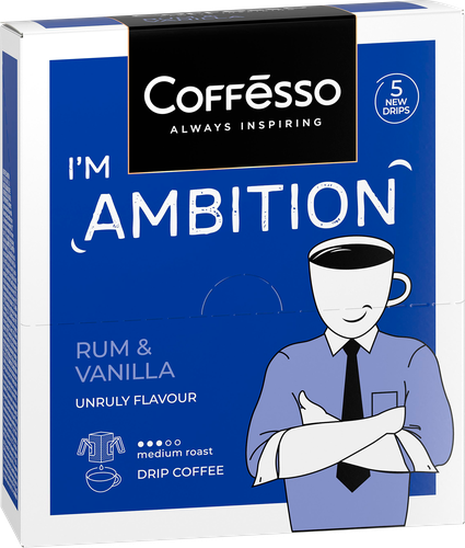 

Кофе молотый Coffesso Ambition с ароматом рома и ванили 5 шт. по 10 г
