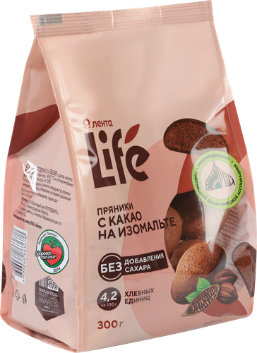 

Пряники Лента Life с какао на изомальте 300 г