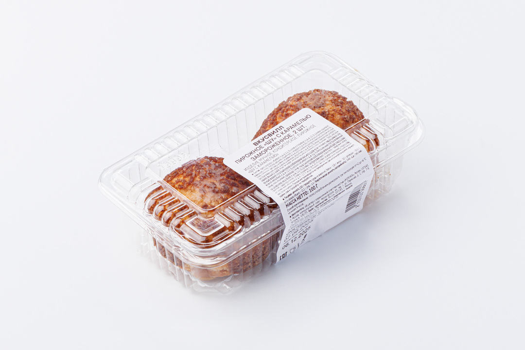 

Пирожное Шу ВкусВилл с карамелью замороженное 2 шт 100 г