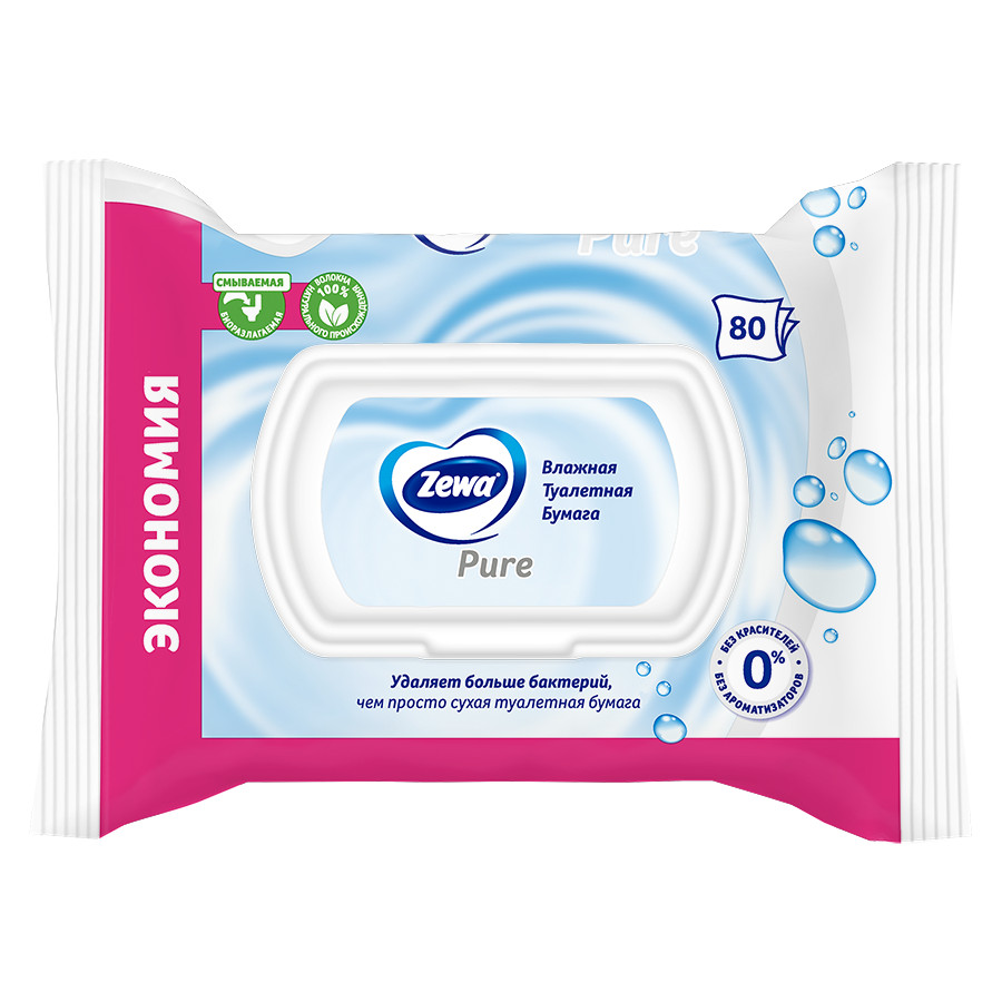 

Влажная туалетная бумага Zewa Pure Без аромата 80 шт.