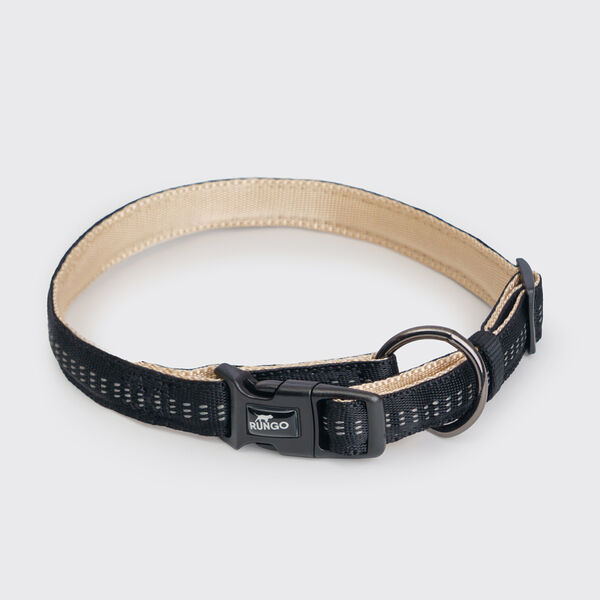 Ошейник Rungo Downtown S-M: 30–45 см х 15 мм черный с бежевым