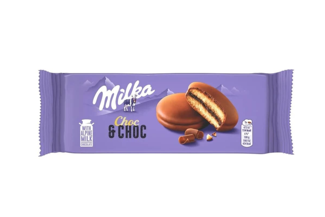 

Печенье бисквитное Milka Choc Choc с какао-начинкой и кусочками молочного шоколада 150 г