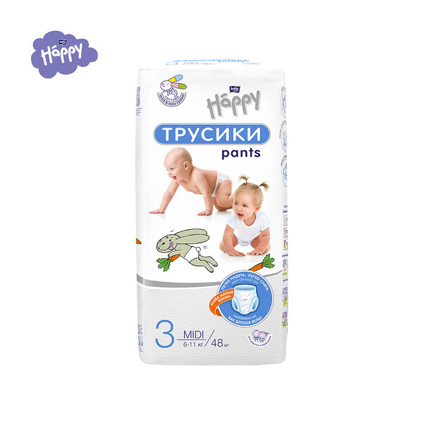 Трусики-подгузники Bella Baby happy 48 шт 6-11кг миди 3