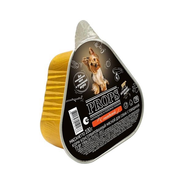 Корм консервир мясн стерилиз д/собак с говядиной а/б 100г