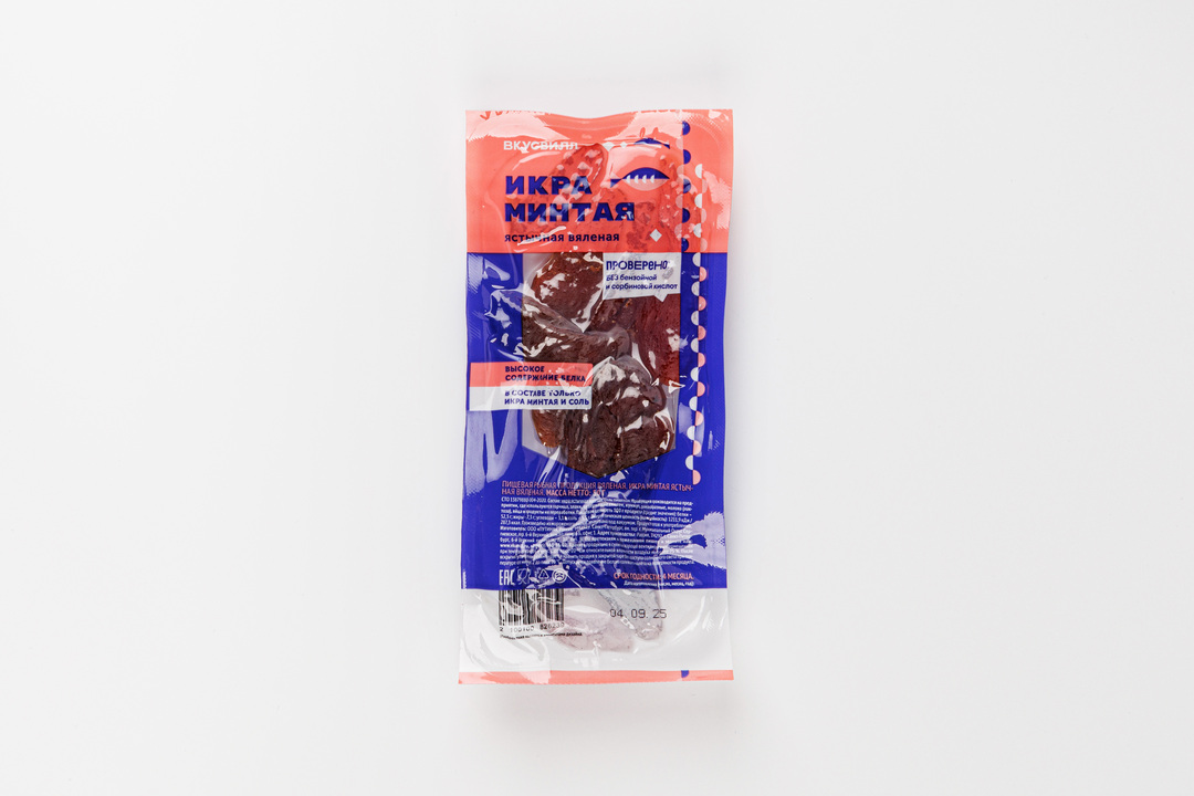 

Икра минтая ястычная вяленая, 50г