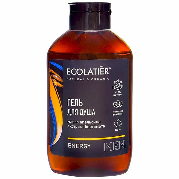 Гель для душа мужской Ecolatier Energy с маслом апельсина и экстрактом бергамота, 400 мл