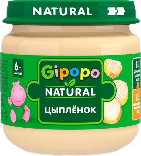 

Пюре мясное Gipopo цыпленок с 6 месяцев 80 г