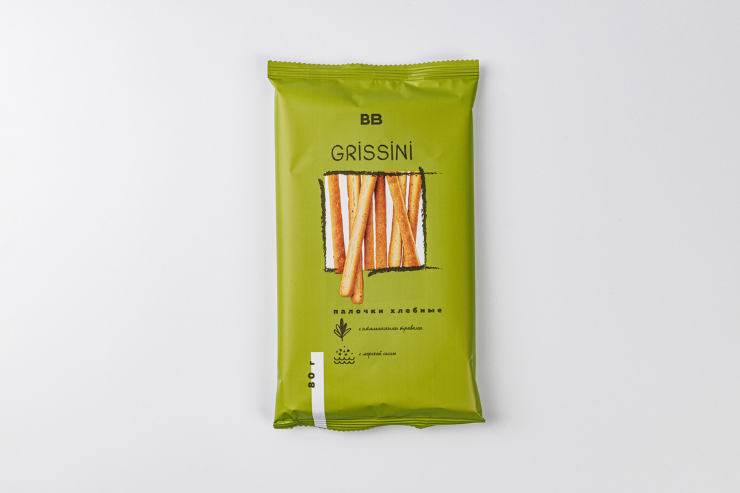 

Палочки хлебные Grissini с итальянскими травами и морской солью 80 г