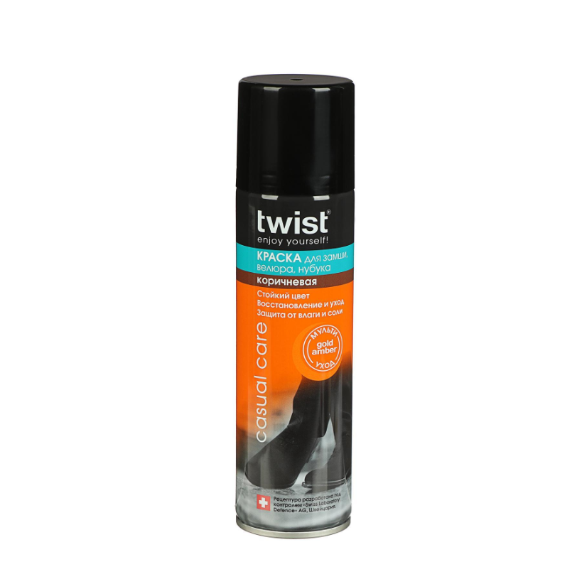 

Краска для замши Twist коричневая аэрозоль 250 мл