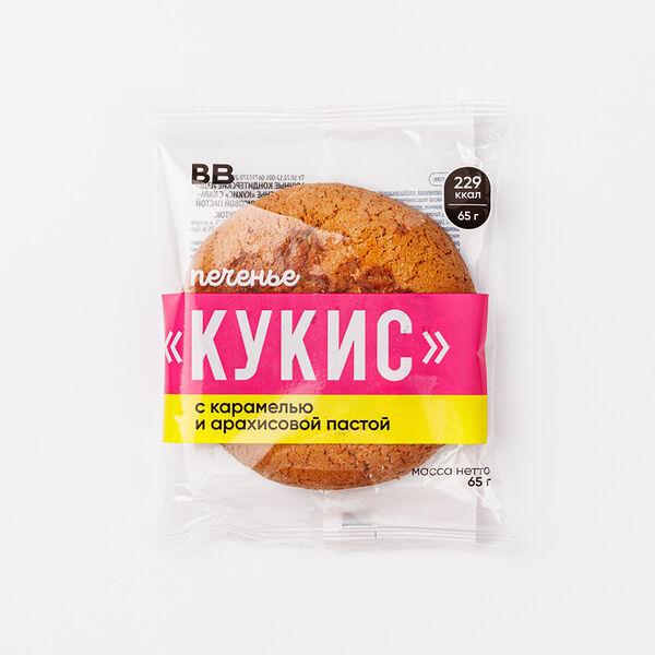 Кукис с карамелью и арахисовой пастой 65 г