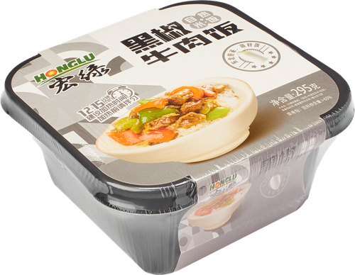 

Рис саморазогревающийся Honglu с говядиной и черным перцем 295 г