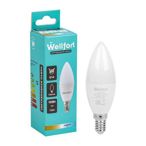 Лампа Wellfort светодиодная свеча 10Вт Е14 холодный