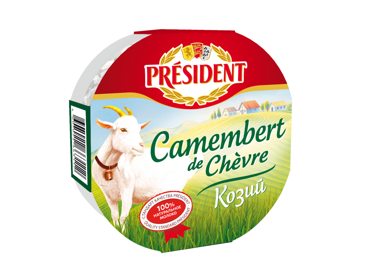

Сыр мягкий President с белой плесенью Камамбер козий 50% из козьего и коровьего молока 125 г
