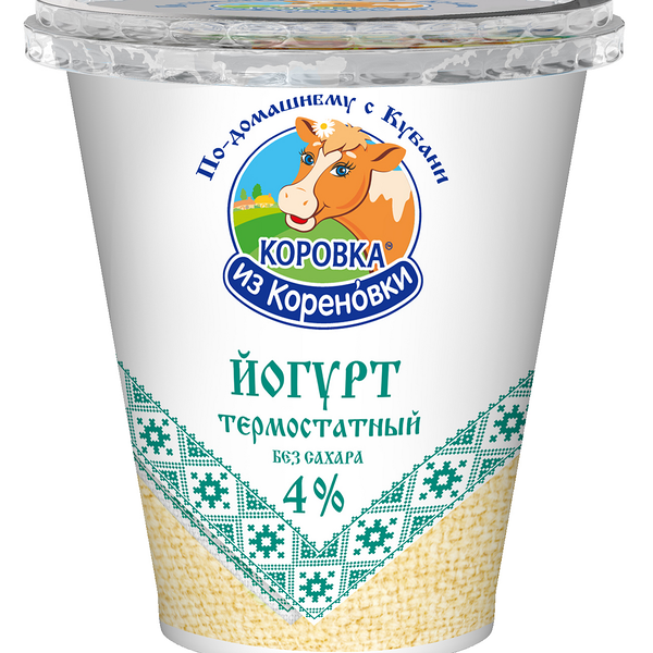Йогурт Коровка из кореновки термостатный без сахара 4% 300 г