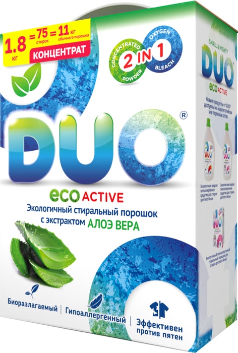 

Стиральный порошок универсальный концентрат Duo Active 1.8 кг