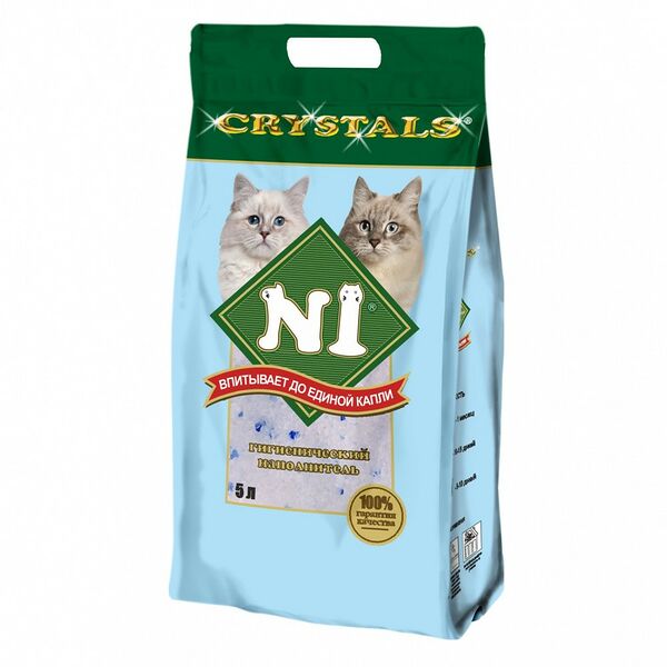 Наполнитель для кошачьего туалета N1 Crystals силикагелевый, 5 л